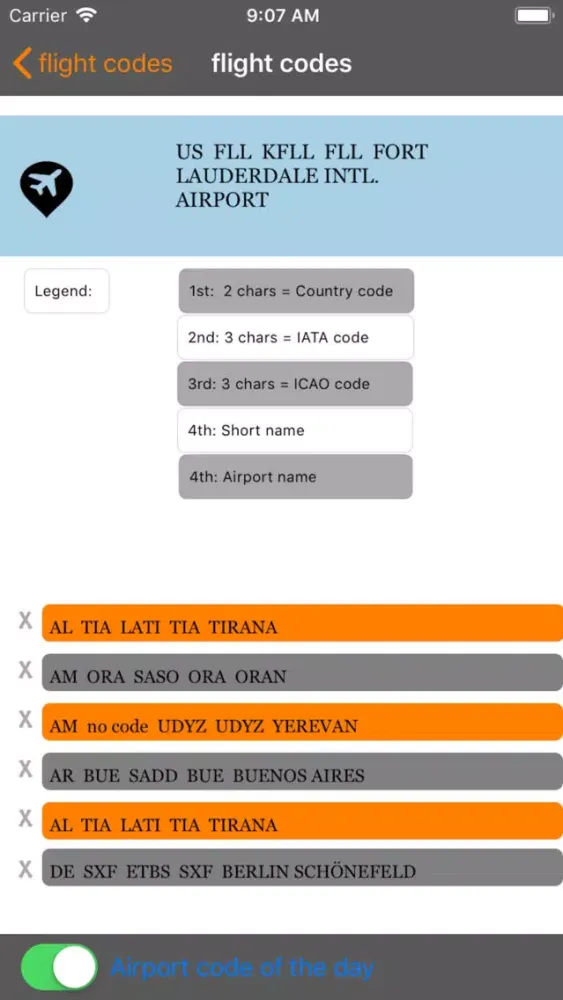 flight codes سکرین شاٹس