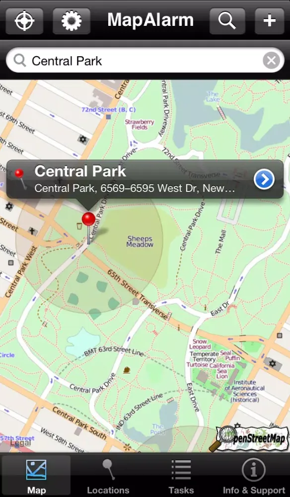 Captures d'écran de MapAlarm - Store My Places, OpenStreetMaps, Send My Position, GPS Reminders