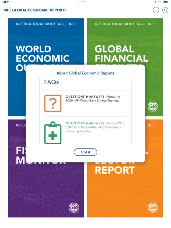 Captures d'écran de IMF Global Economic Reports iPad 