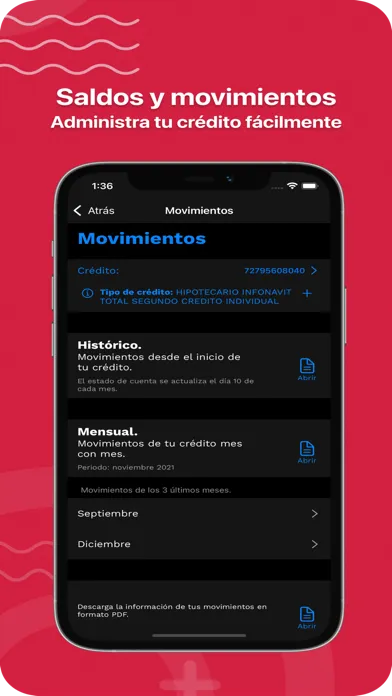 Capturas de tela do Mi Cuenta Infonavit Móvil