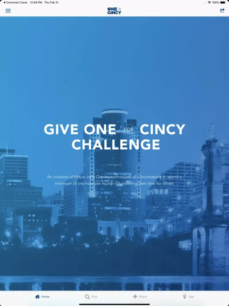 Tangkapan layar Give One For Cincy iPad 