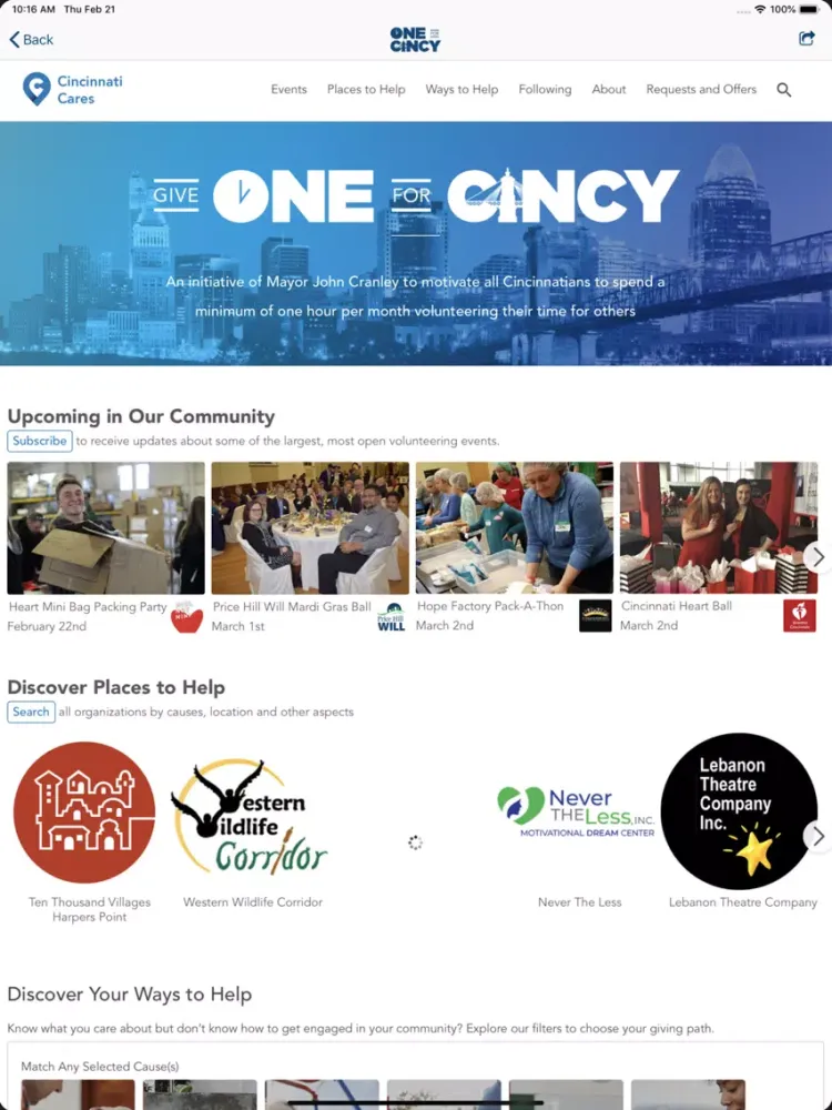 Tangkapan layar Give One For Cincy iPad 