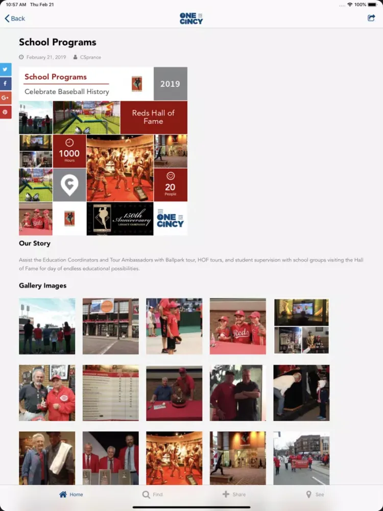 Tangkapan layar Give One For Cincy iPad 