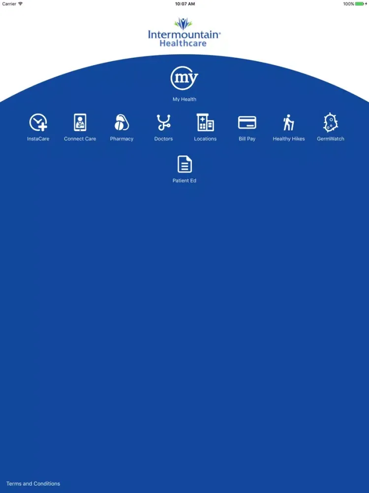 Tangkapan skrin Intermountain Health Hub iPad 