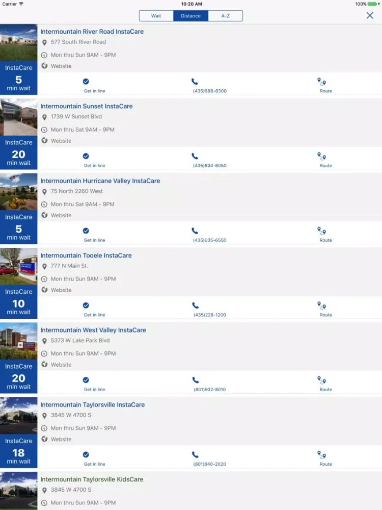Tangkapan skrin Intermountain Health Hub iPad 