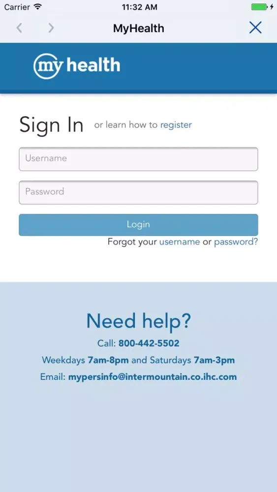 Tangkapan skrin Intermountain Health Hub