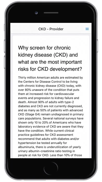 Captures d'écran de CKD - Screening