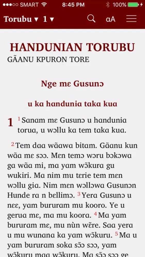 Tangkapan layar Baatonu Bible
