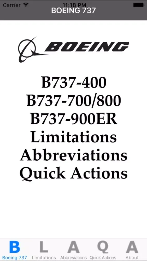 Ảnh chụp màn hình của B737 Limitations Quick Actions