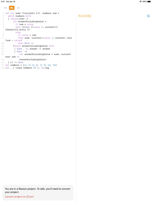 ReasonML iPad  স্ক্রিনশট