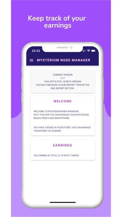 Tangkapan skrin MYST Node Manager