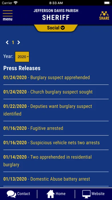 Tangkapan skrin Jefferson Davis Parish Sheriff