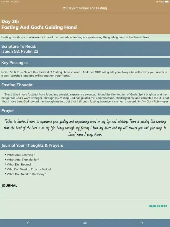 Tangkapan skrin 21 Days of Prayer and Fasting iPad 