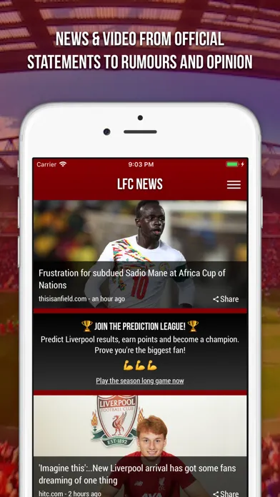 LFC News - Fan App Screenshots