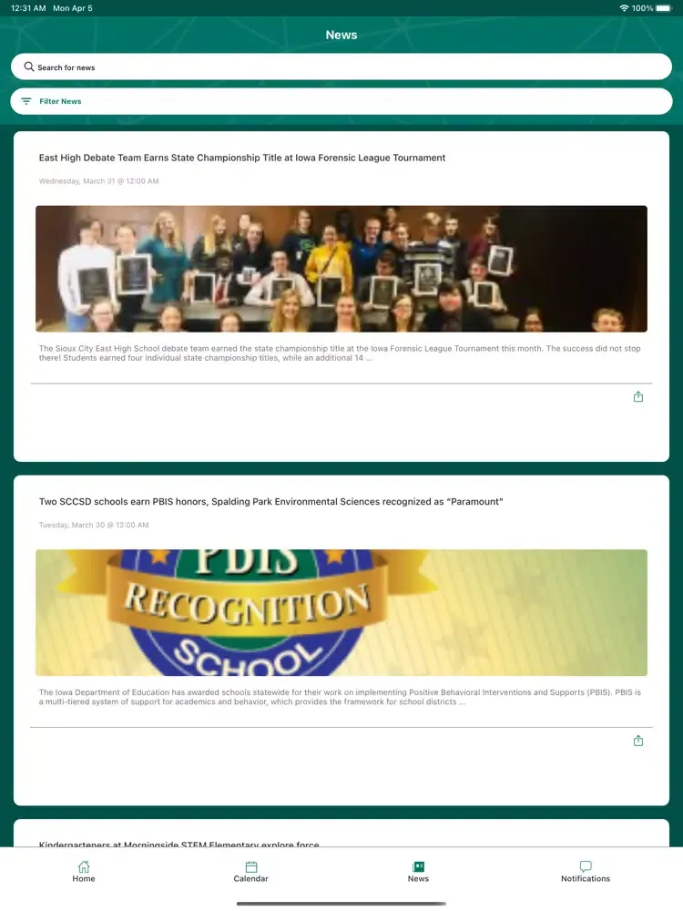 Sioux City Community Schools iPad  Screenshots