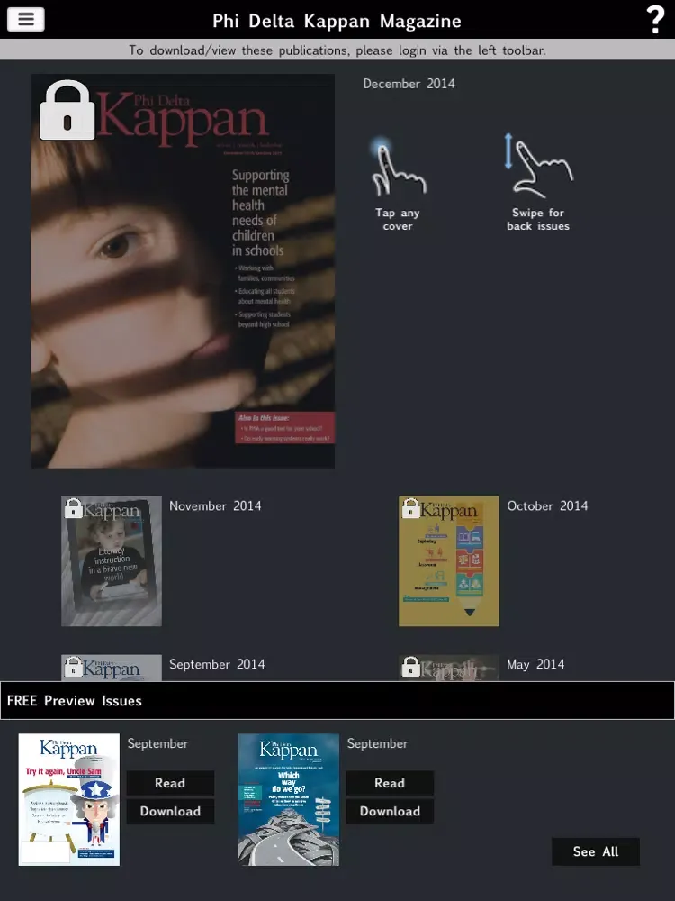 Tangkapan layar Phi Delta Kappan Magazine iPad 