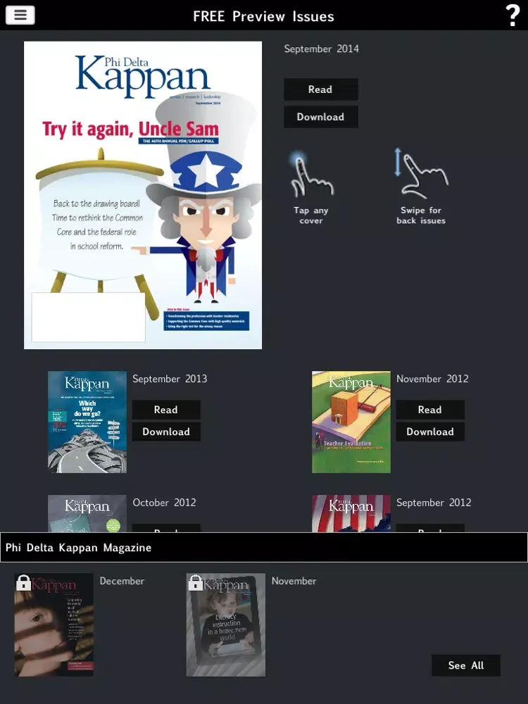 Tangkapan layar Phi Delta Kappan Magazine iPad 