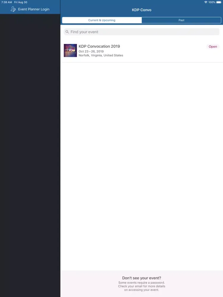 Ảnh chụp màn hình của KDP Convocation iPad 