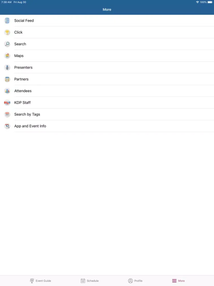 Ảnh chụp màn hình của KDP Convocation iPad 