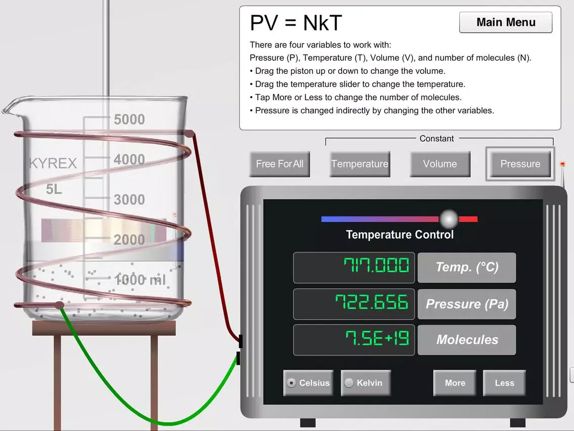 Captures d'écran de KET Virtual Physics Labs - Ideal Gas Law iPad 
