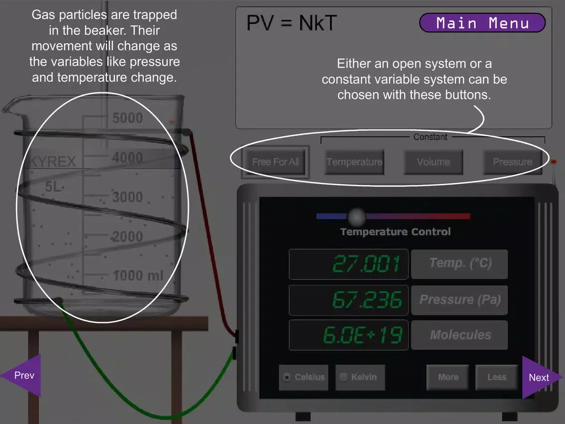 Captures d'écran de KET Virtual Physics Labs - Ideal Gas Law iPad 