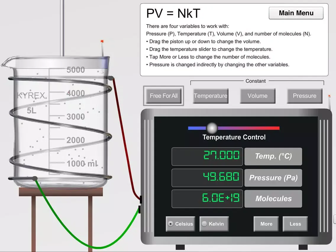 Captures d'écran de KET Virtual Physics Labs - Ideal Gas Law iPad 