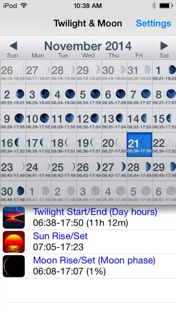 Twilight & Moon Calendar应用截图