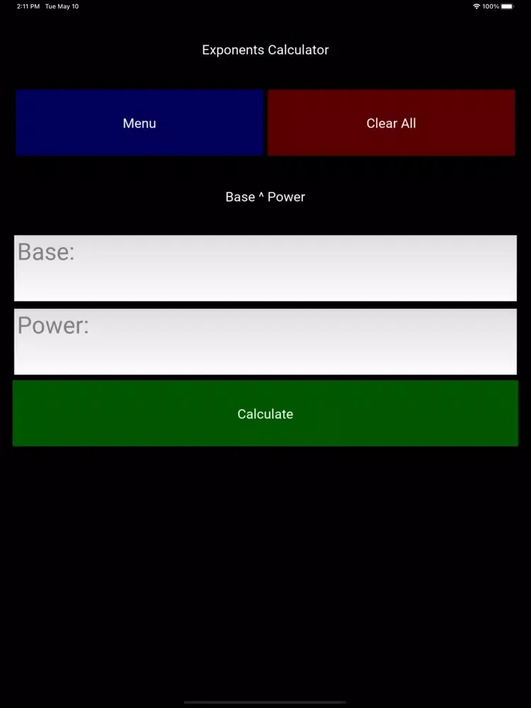Exponents Calculator iPad  Screenshots