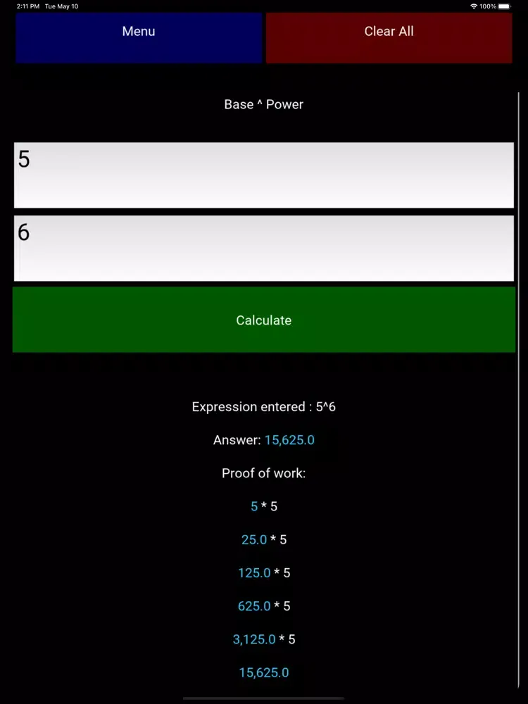 Exponents Calculator iPad  Screenshots