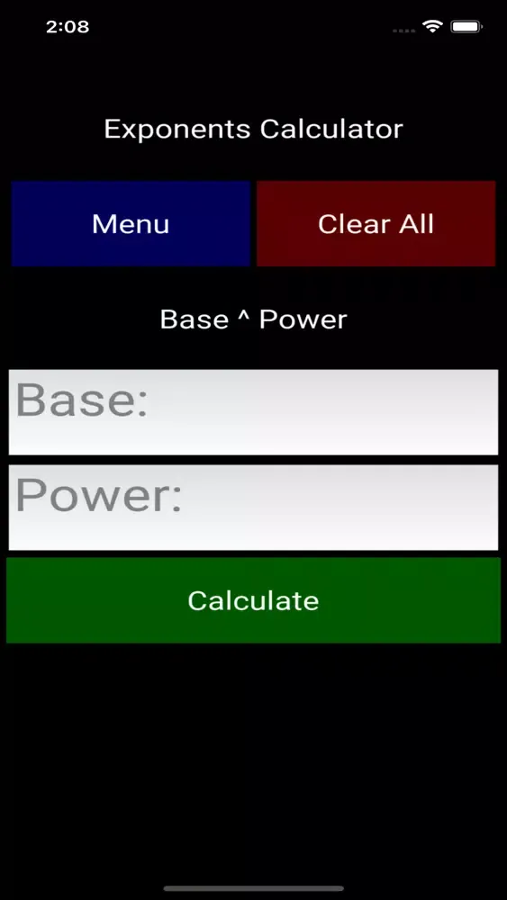 Exponents Calculator Screenshots