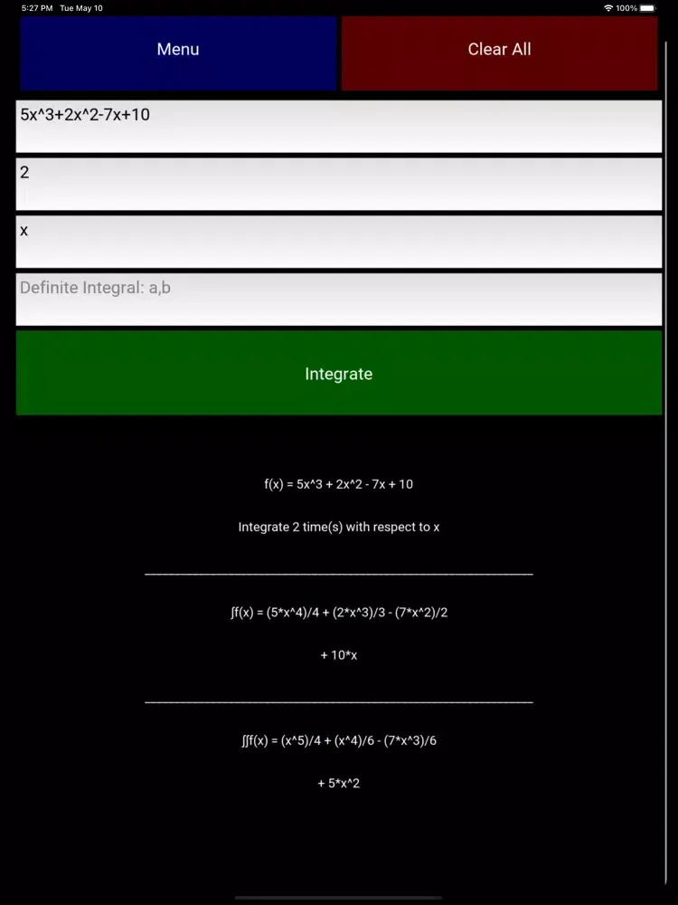 Integration Calculator iPad  স্ক্রিনশট