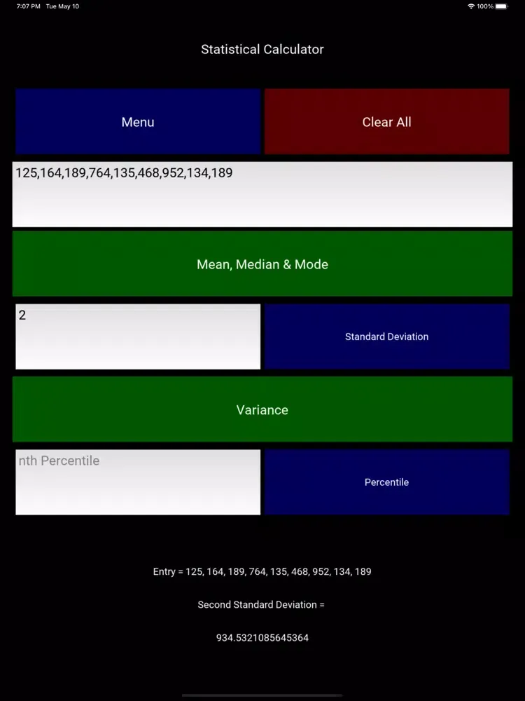 Tangkapan skrin Stats Calculator iPad 