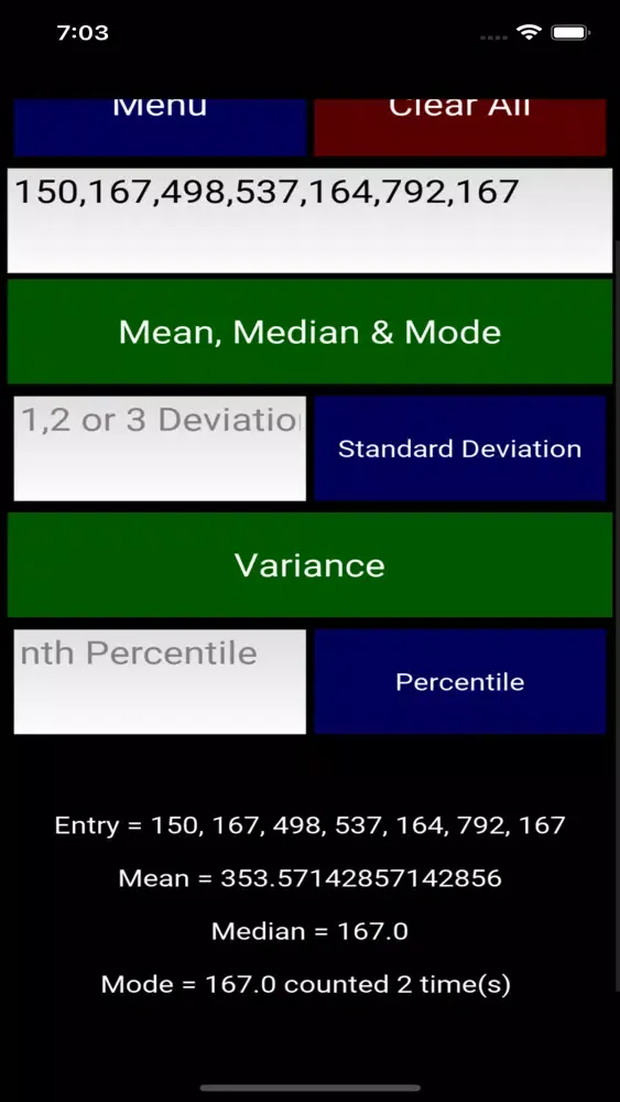 Tangkapan skrin Stats Calculator