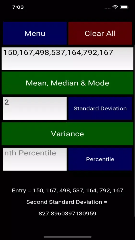 Tangkapan skrin Stats Calculator