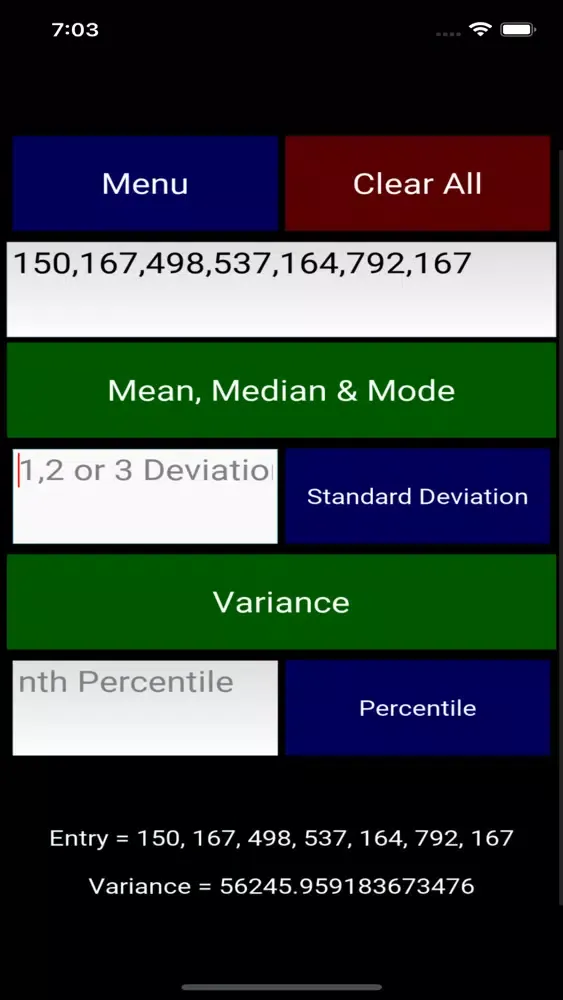 Tangkapan skrin Stats Calculator