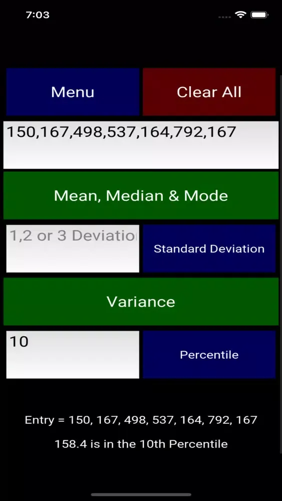 Tangkapan skrin Stats Calculator