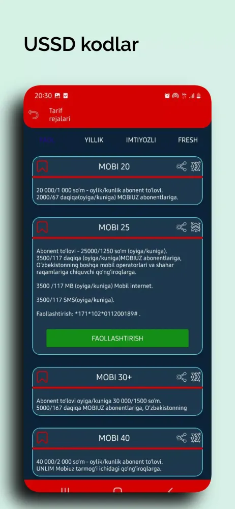 صور Kerakli Ussd kodlar