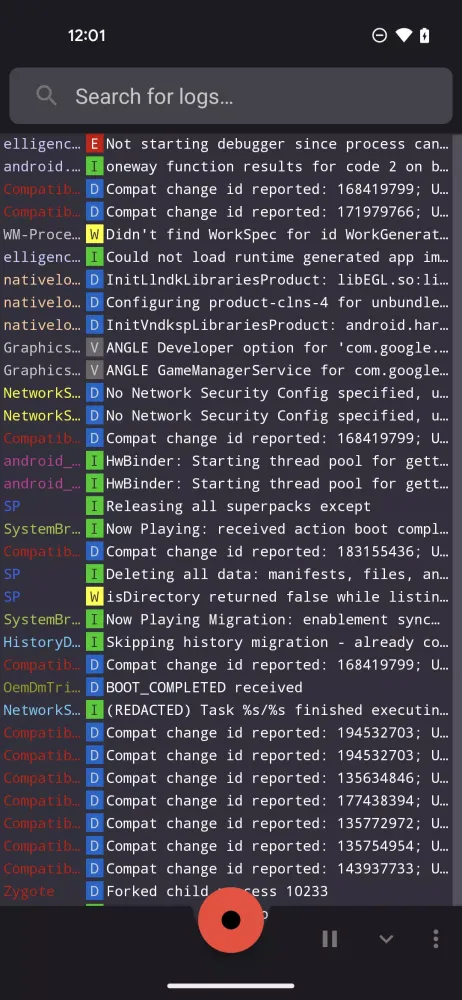 Скриншоты Logcat - Laughing Logger