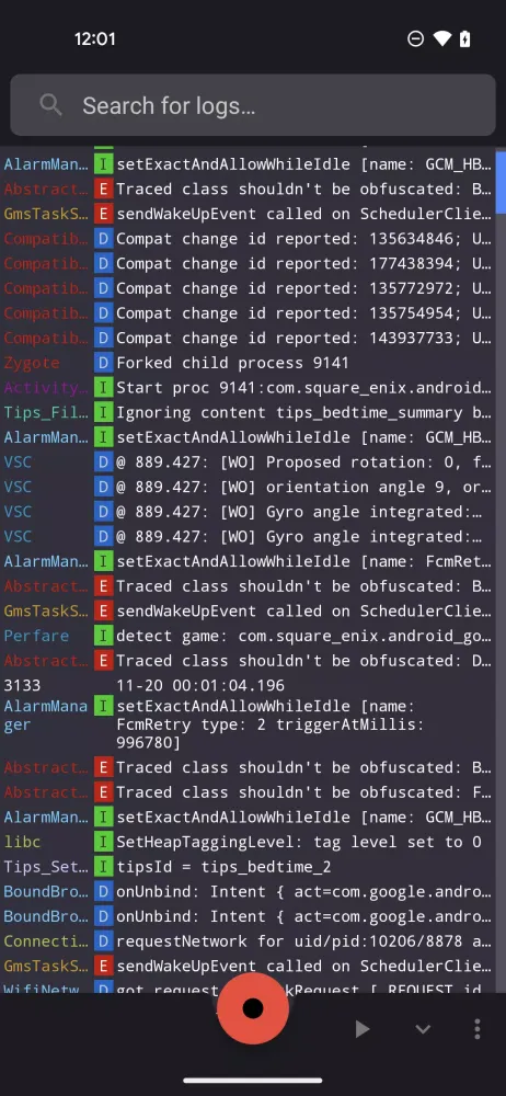 Скриншоты Logcat - Laughing Logger