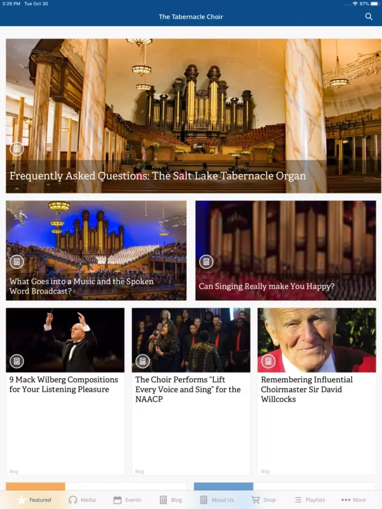 The Tabernacle Choir iPad  Ekran Görüntüleri