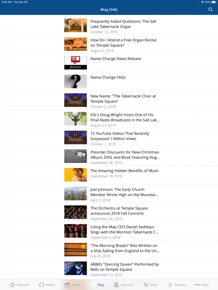 The Tabernacle Choir iPad  Ekran Görüntüleri