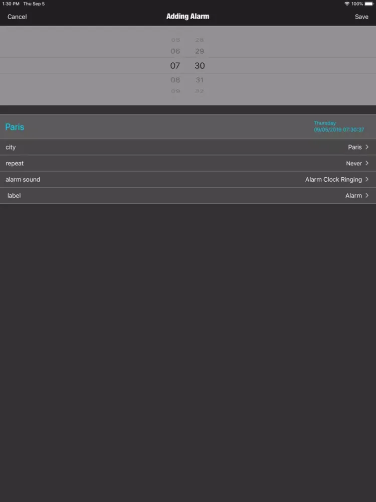 TZ Alarm - Set Clock Anywhere iPad  स्क्रीनशॉट