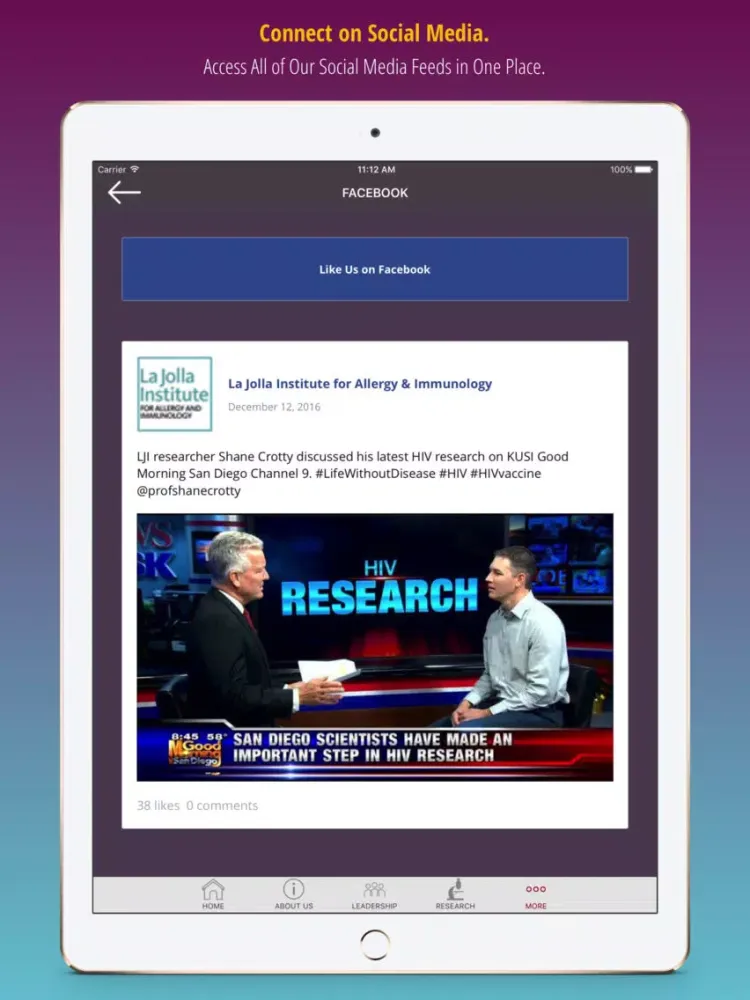 La Jolla Institute iPad  Ekran Görüntüleri