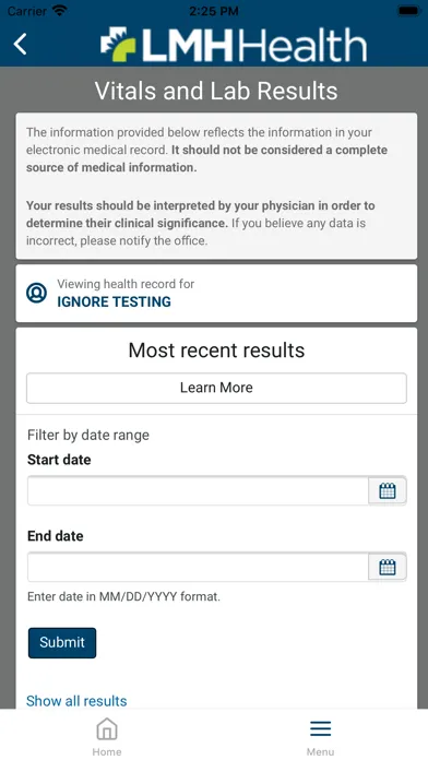 LMH Health My Patient Portal Ekran Görüntüleri