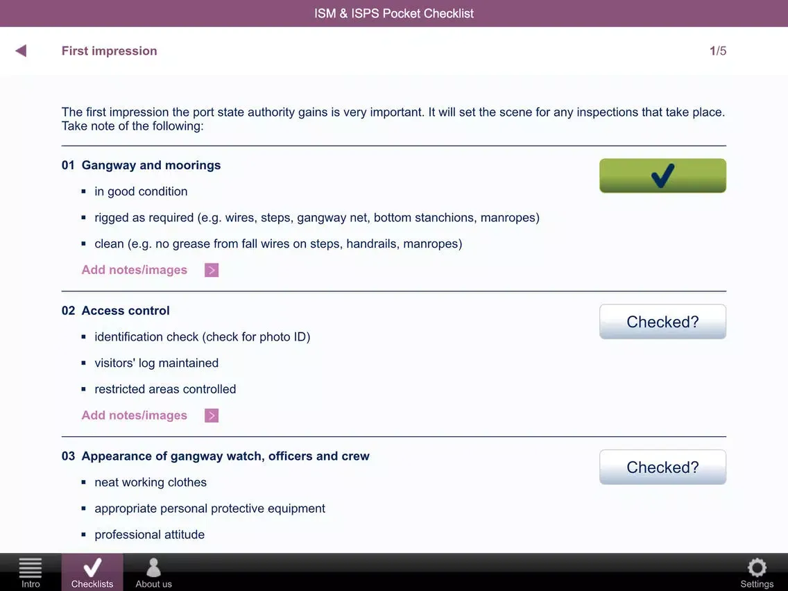 تصاویر ISM & ISPS Pocket Checklist iPad 