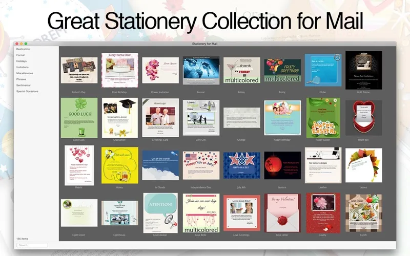Capturas de tela do Stationery for Mail