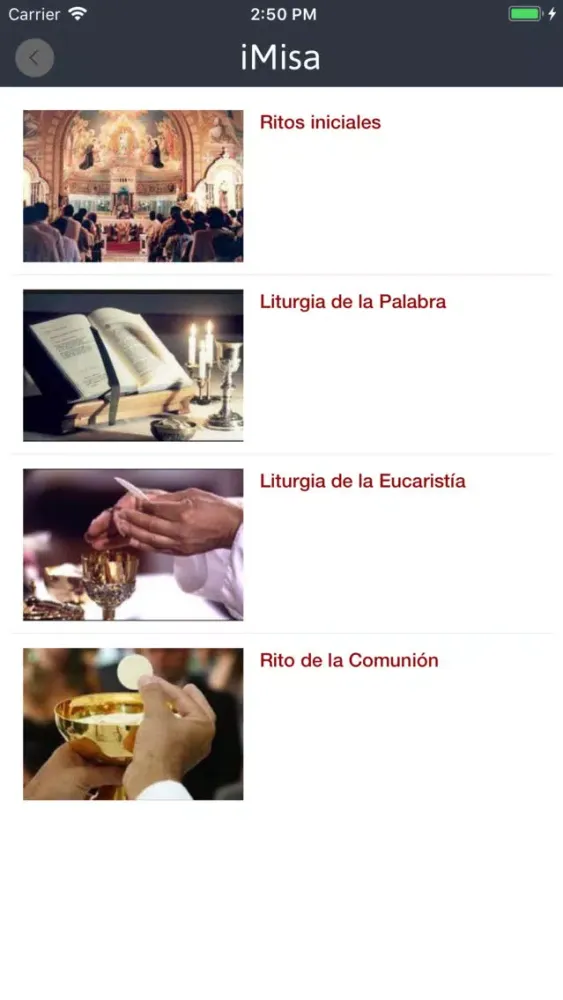 Capturas de pantalla de iMisa