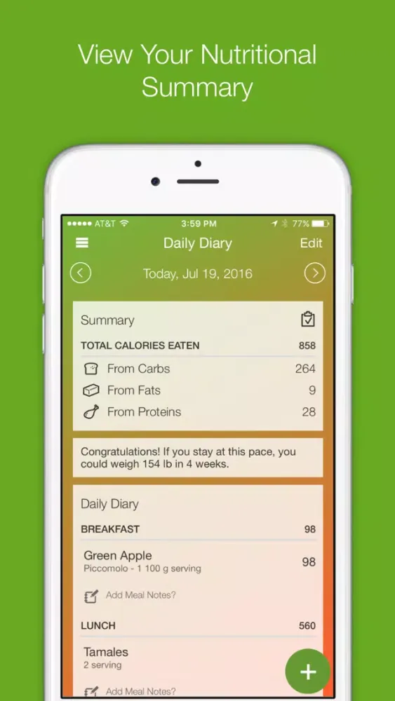 Ảnh chụp màn hình của My Diet Diary Calorie Counter