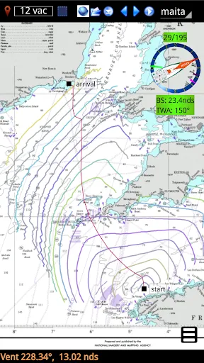 ภาพหน้าจอของ qtVlm Navigation and Routing