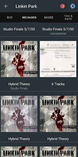 Capturas de tela do MusicBrainz